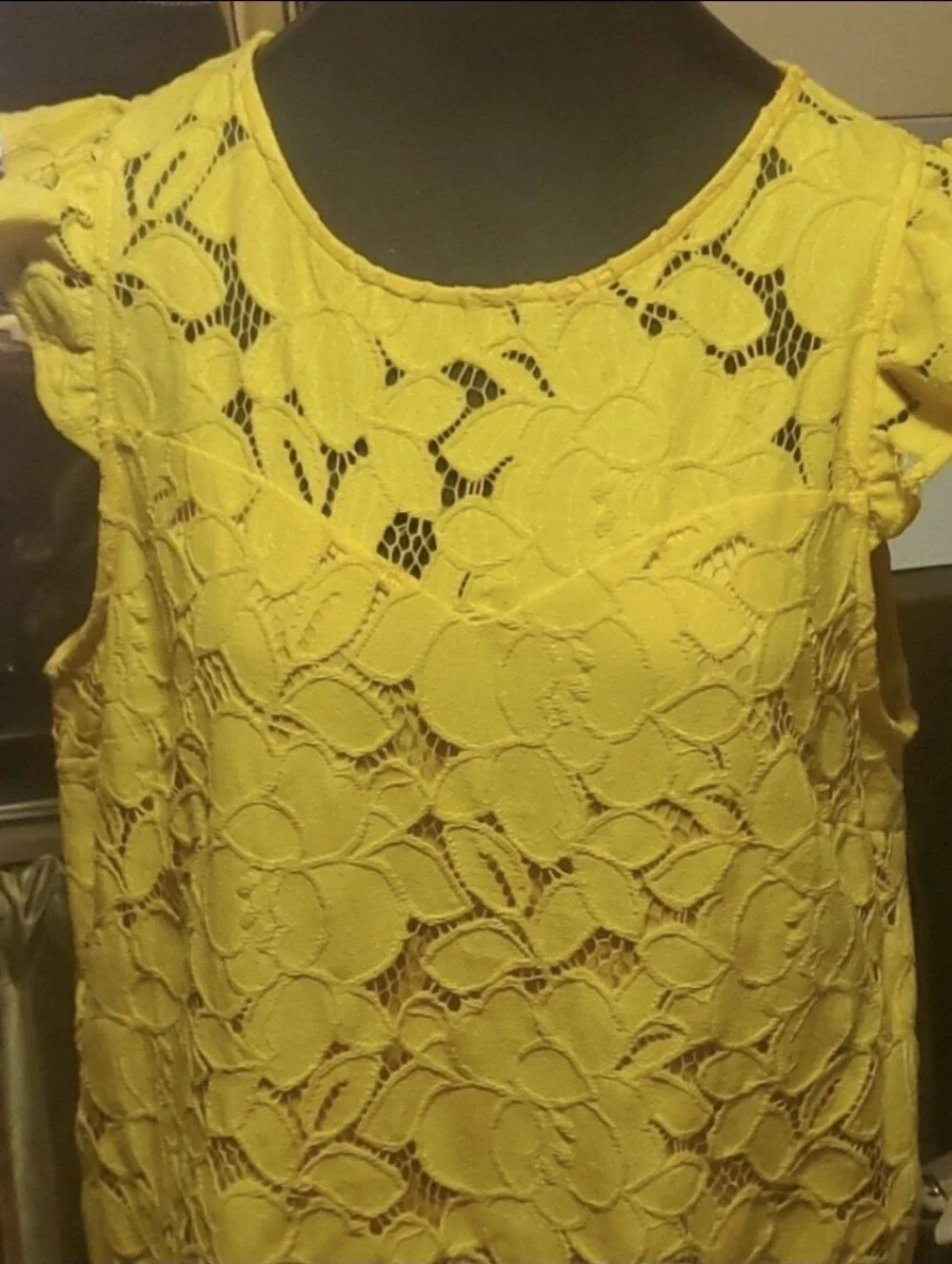Monteau Yellow Floral Lace Shift Dress